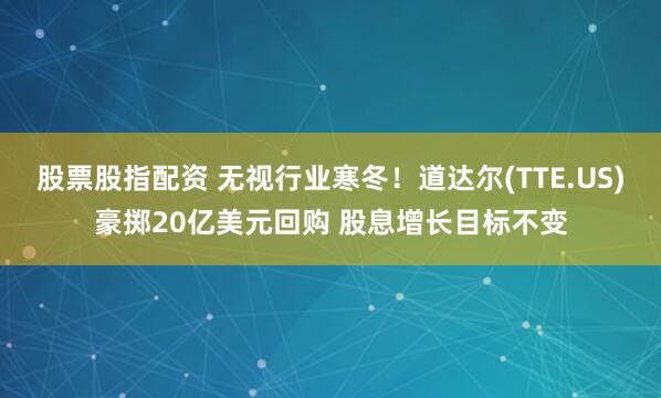 股票股指配资 无视行业寒冬！道达尔(TTE.US)豪掷20亿美元回购 股息增长目标不变